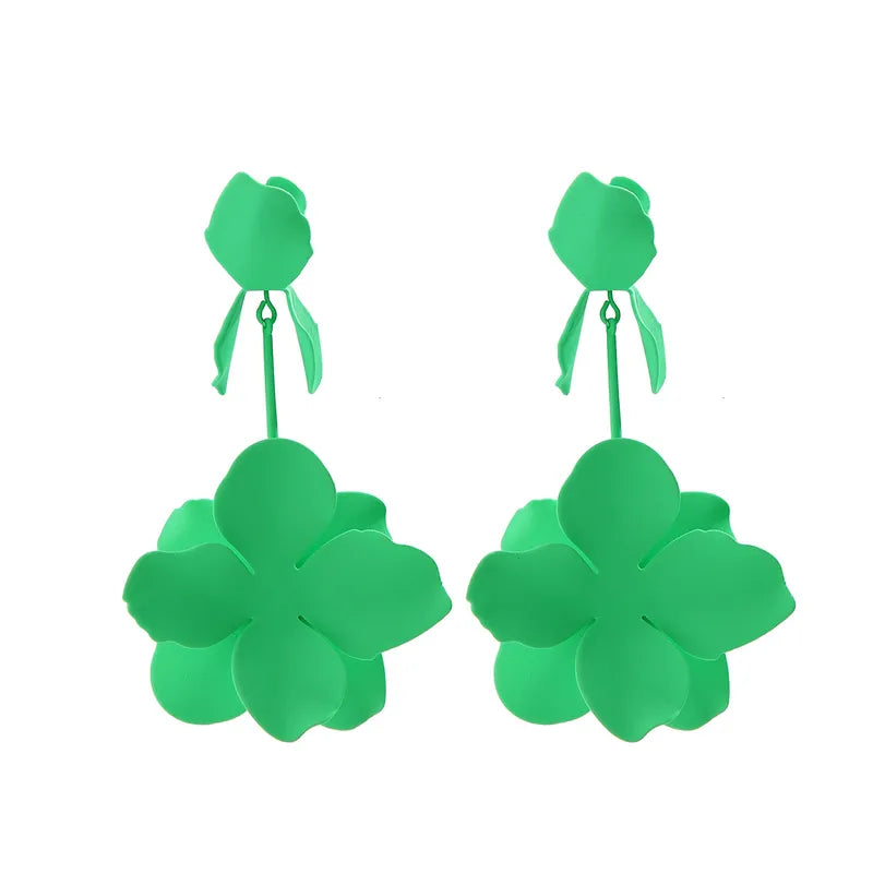 Exaggerated Flower Spray Paint Plating Iron Drop Earrings
