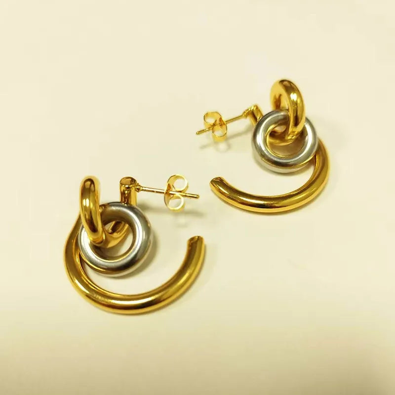 C Shape Circle 304 Stainless Steel Ear Studs