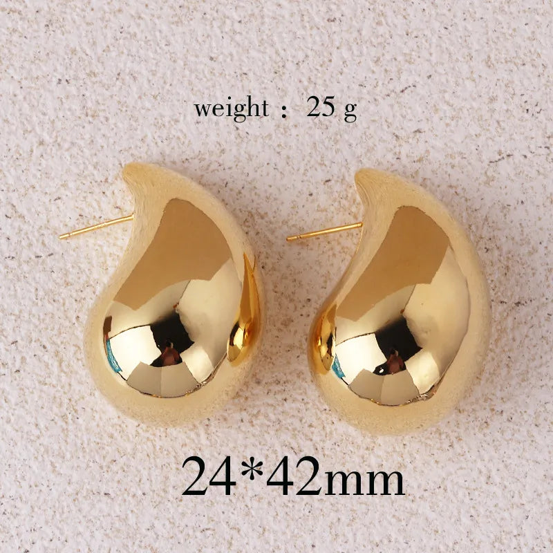Retro Lady Water Droplets Plating Copper Ear Studs