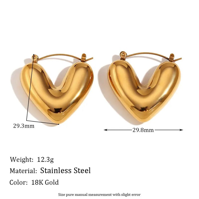 Casual Simple Style Heart Shape Titanium Steel Earrings