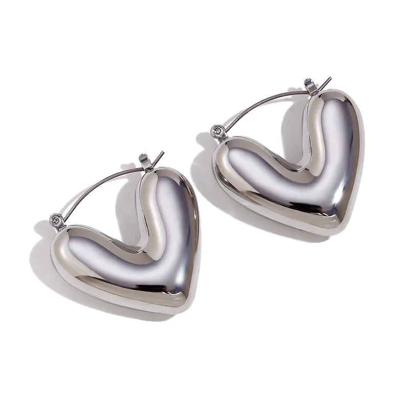 Casual Simple Style Heart Shape Titanium Steel Earrings