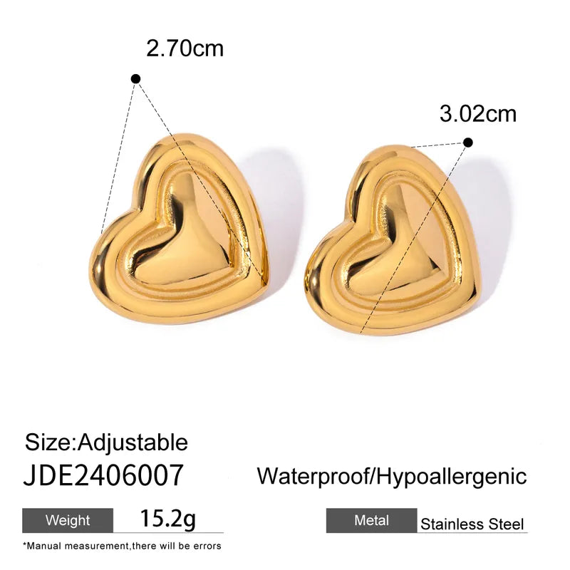 Heart Shape 304 Stainless Steel Ear Studs