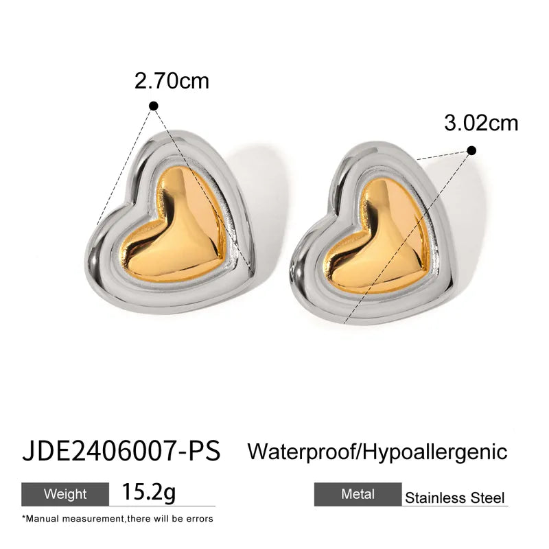 Heart Shape 304 Stainless Steel Ear Studs