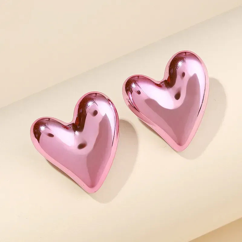 Acrylic Metallic Heart Earrings, pack of 2 pairs