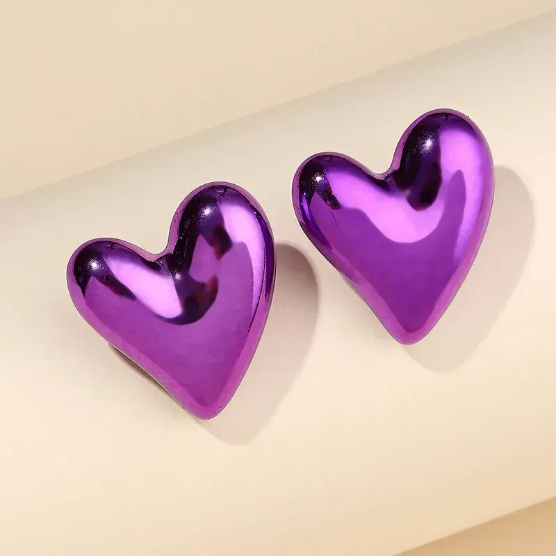 Acrylic Metallic Heart Earrings, pack of 2 pairs