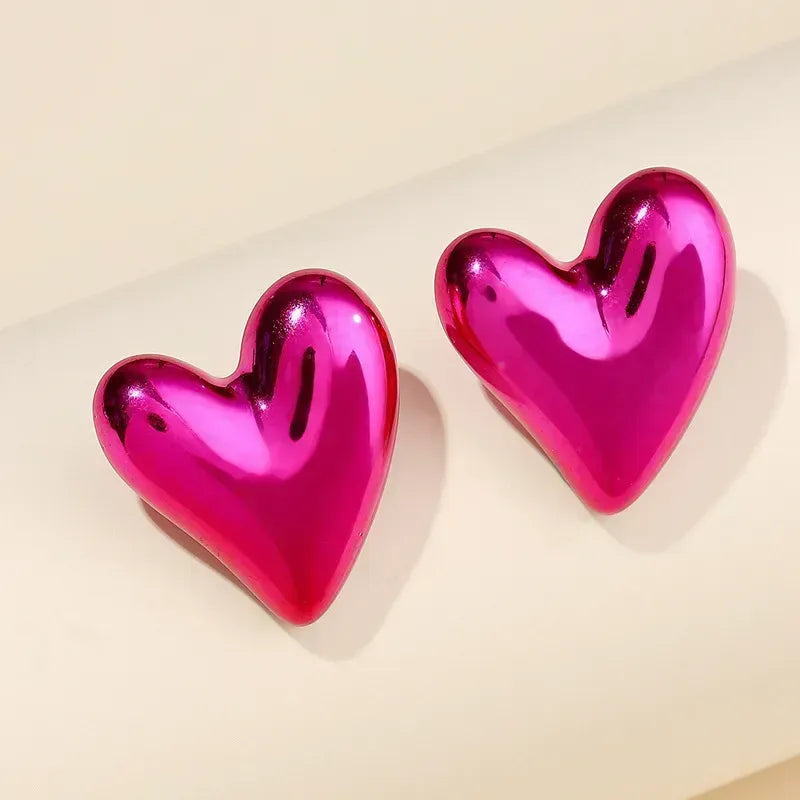 Acrylic Metallic Heart Earrings, pack of 2 pairs