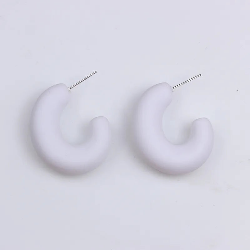 Simple Style Solid Color Spray Paint Arylic Ear Studs
