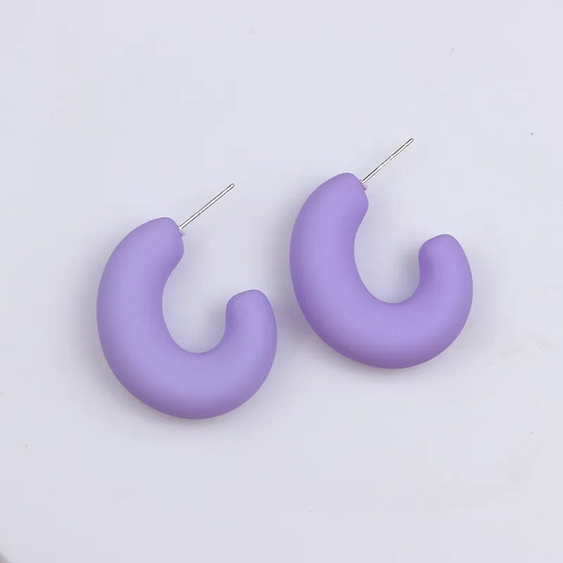 Simple Style Solid Color Spray Paint Arylic Ear Studs