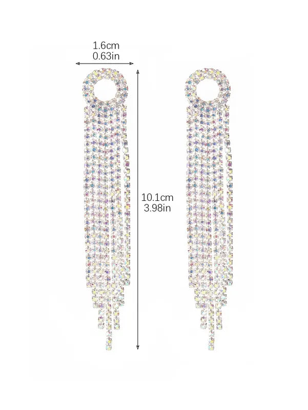 Sweet Tassel Copper Rhinestones  Drop Earrings