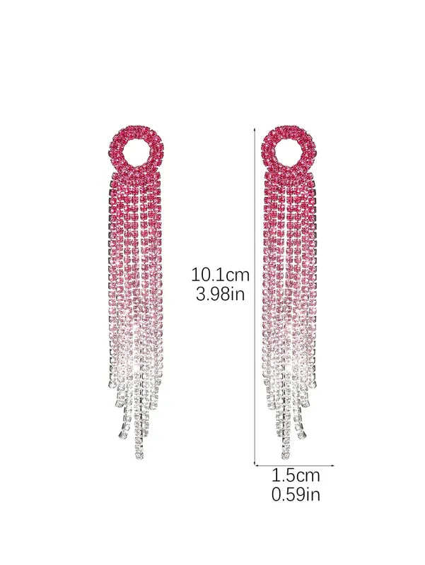 Sweet Tassel Copper Rhinestones  Drop Earrings