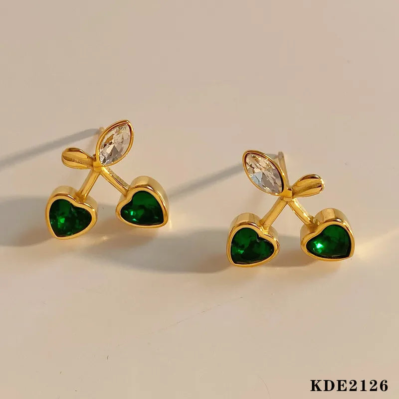 Cherry 304 Stainless Steel Zircon Ear Studs