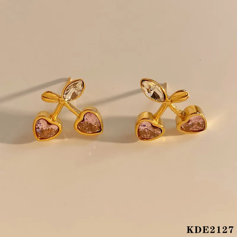 Cherry 304 Stainless Steel Zircon Ear Studs