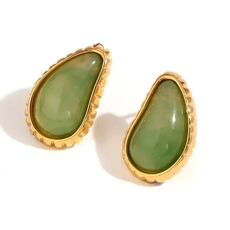 Vintage Style Stainless Steel Artificial Gemstones Ear Studs
