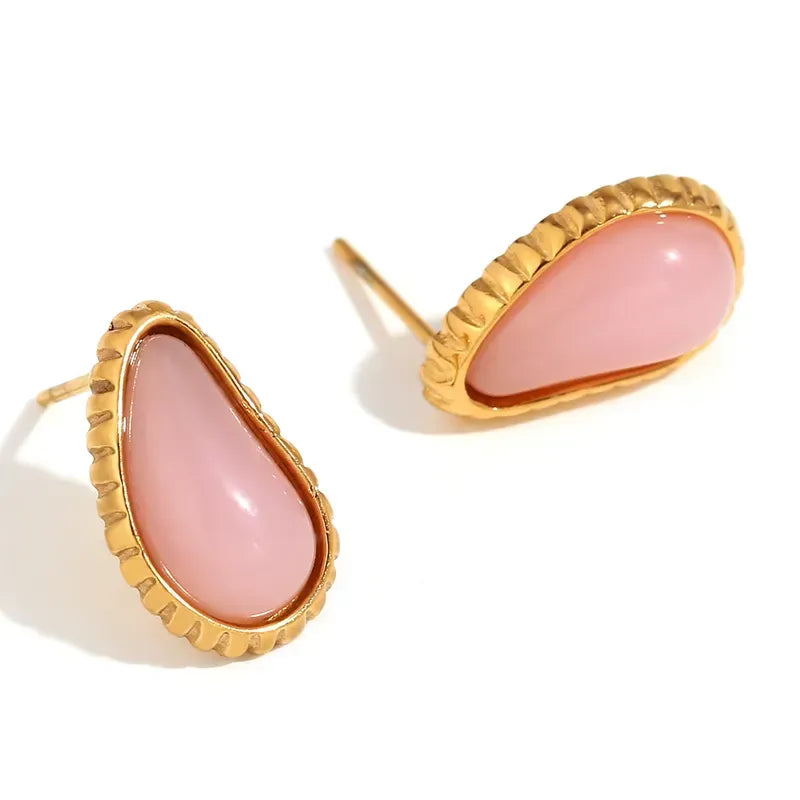 Vintage Style Stainless Steel Artificial Gemstones Ear Studs