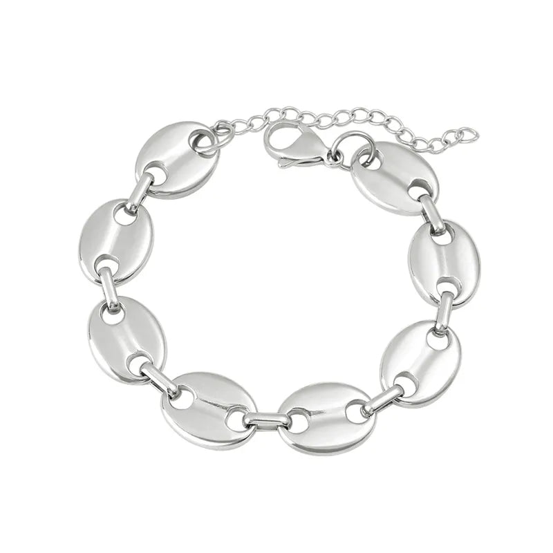 Hip-Hop Retro Solid Color 304 Stainless Steel Chain Bracelets Necklace