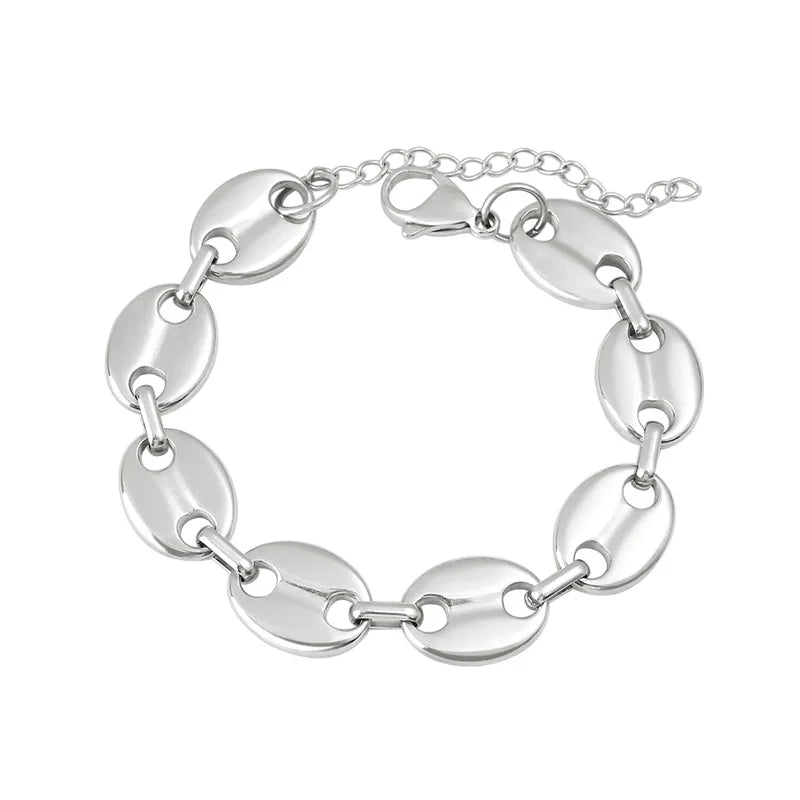 Hip-Hop Retro Solid Color 304 Stainless Steel Chain Bracelets Necklace