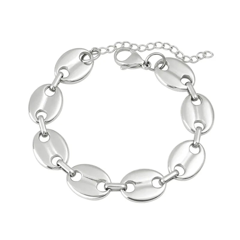 Hip-Hop Retro Solid Color 304 Stainless Steel Chain Bracelets Necklace