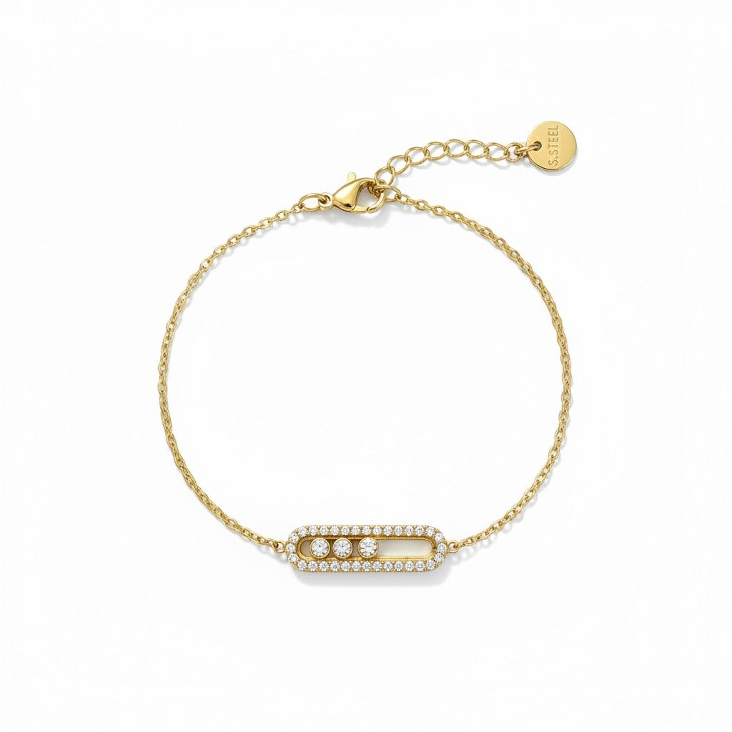 Ατσάλινο βραχιόλι Glow Line Sparkle με ζιργκόν So Cute by Dimi κωδικός 1-501-3000