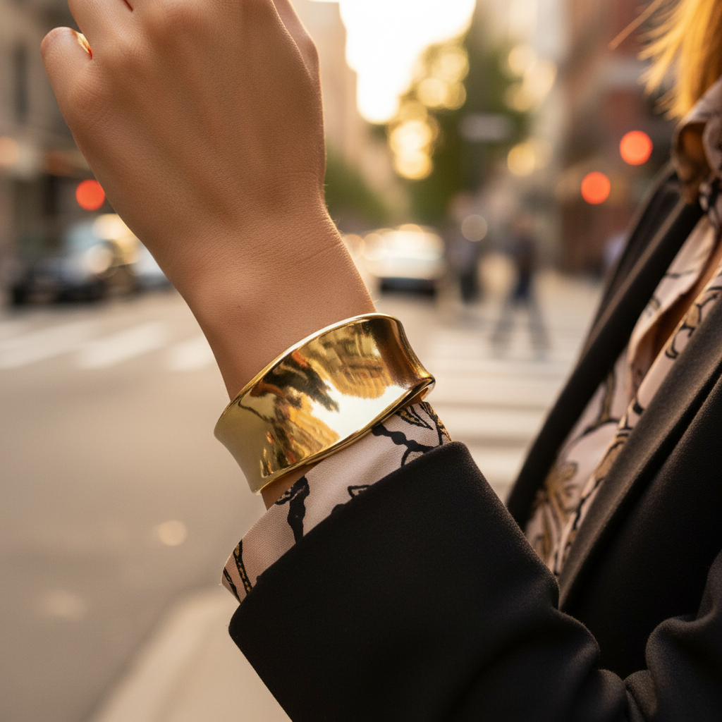 Copper bangle με κυματιστή φόρμα σε χρυσό – So Cute by Dimi