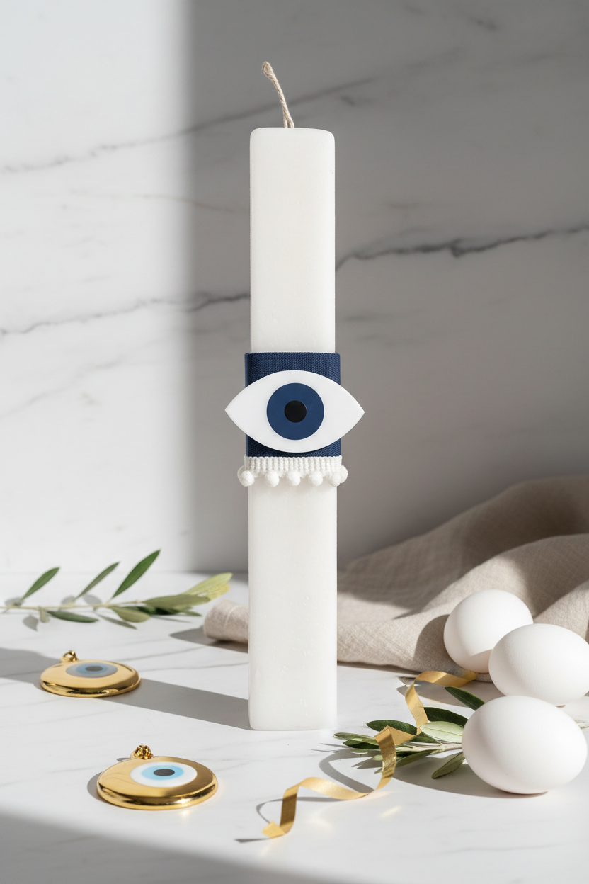 🤍✨ Evil Eye Easter Candle