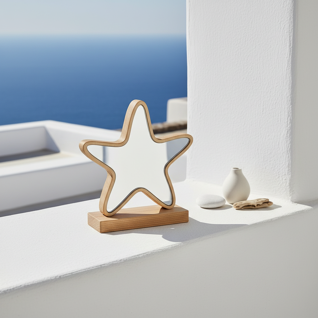 🤍✨ Επιτραπέζιος Αστερίας Mirror – Gold & Silver