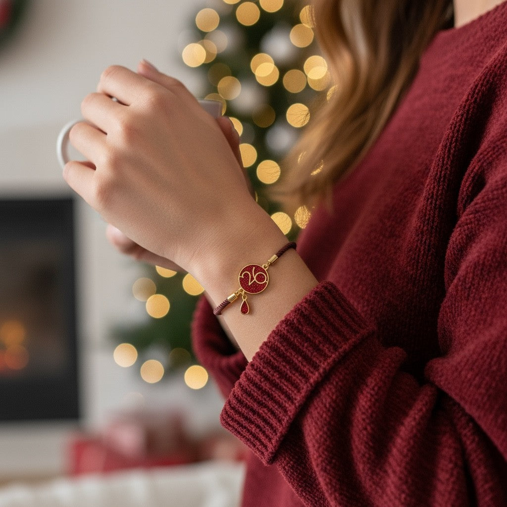 Βραχιόλι γούρι 2026 με επιχρυσωμένο charm & γκλίτερ σταγόνα – So Cute by Dimi Wholesale