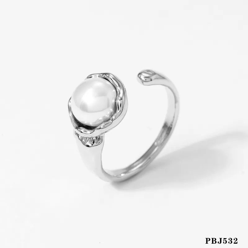 304 Stainless Steel Round Artificial Pearls Rings