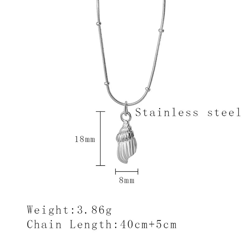 304 Stainless Steel Conch Pendant Necklace