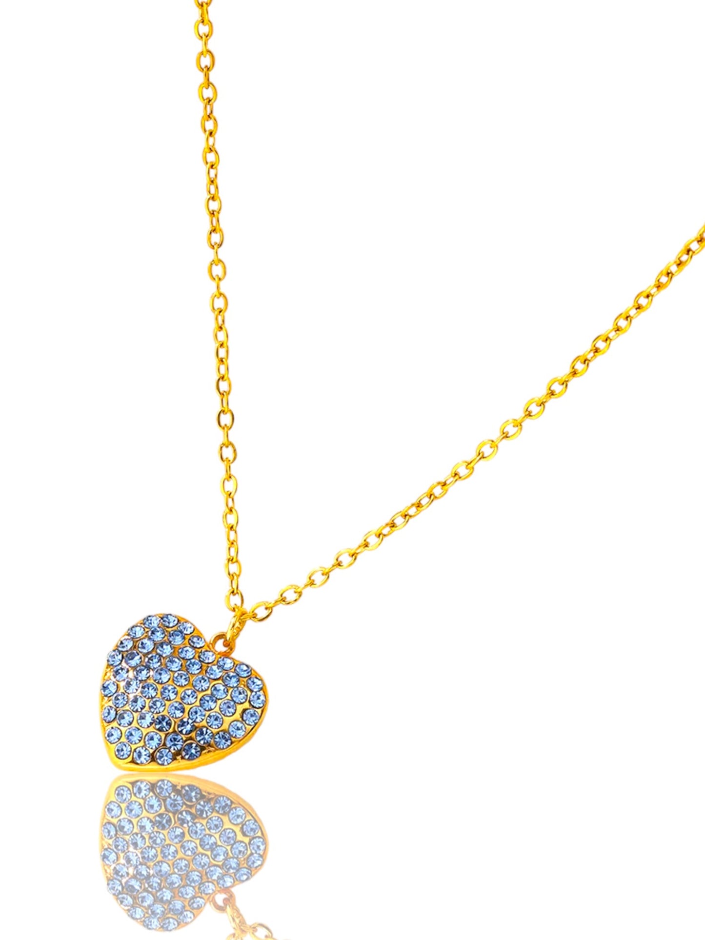 304 Stainless Steel 18K Gold Plated Casual Inlay Heart Shape Zircon Pendant Necklace