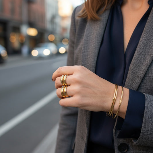 Ατσάλινο δαχτυλίδι χονδρικής με διπλή μπάρα σε χρυσό – So Cute by Dimi Wholesale