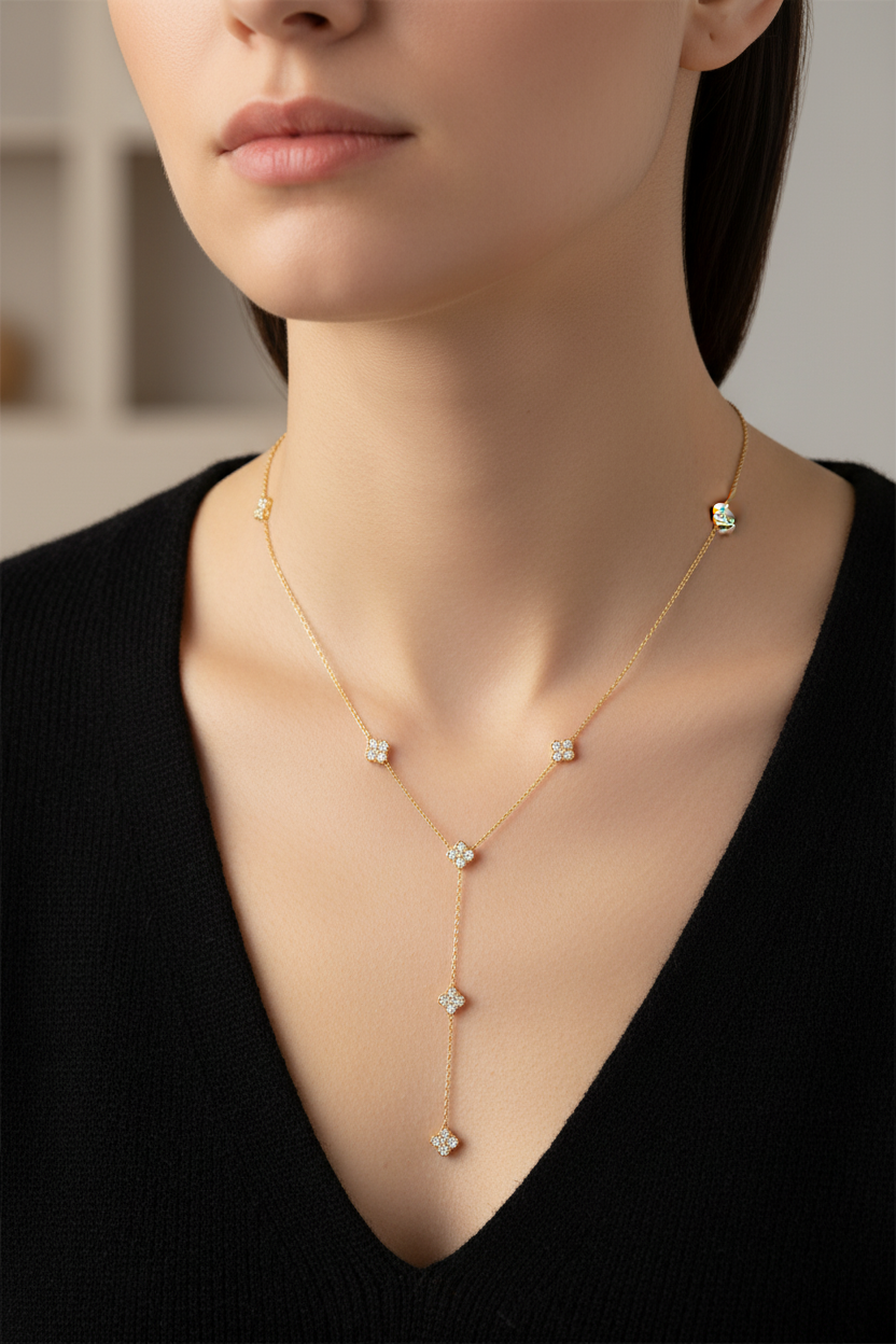 ⚡🚚Clover Line Y Necklace – Stainless Steel