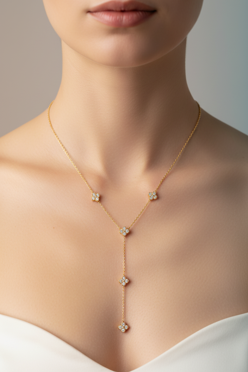 ⚡🚚Clover Line Y Necklace – Stainless Steel