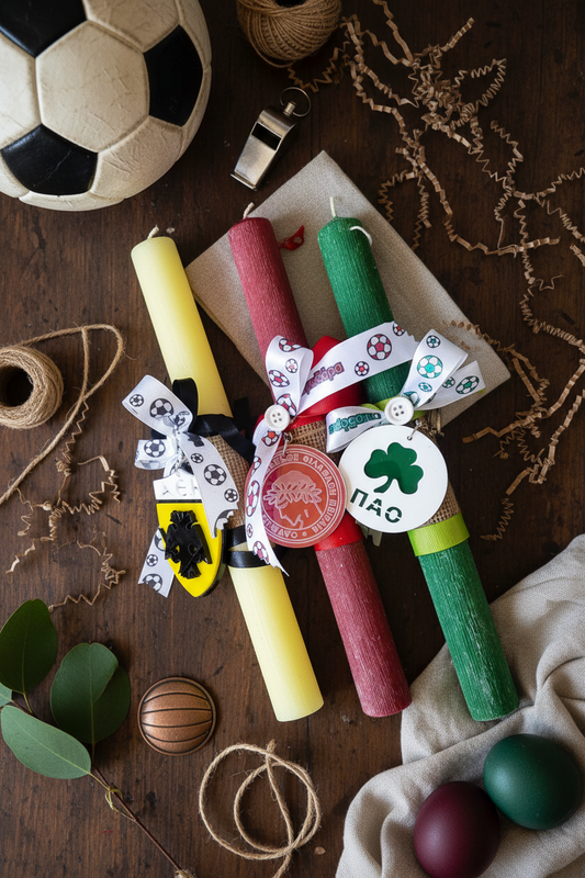 χειροποίητη πασχαλινή λαμπάδα με μπρελόκ ομάδας 30εκ κωδ 4-506-0451 So Cute by Dimi