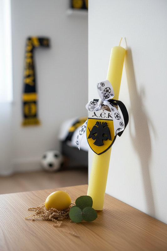 χειροποίητη πασχαλινή λαμπάδα με μπρελόκ ομάδας 30εκ κωδ 4-506-0451 So Cute by Dimi