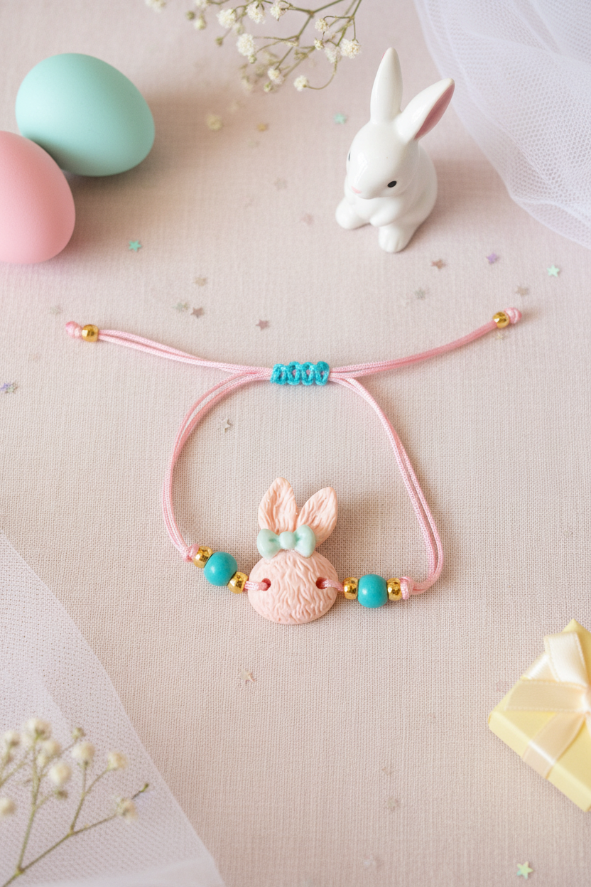 Χειροποίητη παιδική λαμπάδα με γκλίτερ κουνελάκι και βραχιολάκι – So Cute by Dimi 4-506-0452