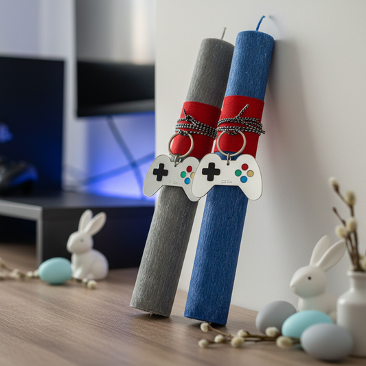 Χειροποίητη πασχαλινή λαμπάδα gaming με χειριστήριο PlayStation για χονδρική So Cute by Dimi