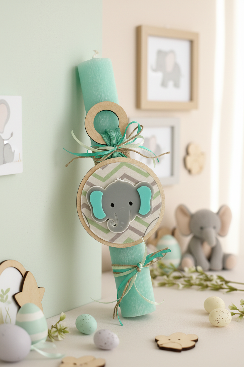 🤍✨ Λαμπάδα «Ζωάκια» – Ελεφαντάκι