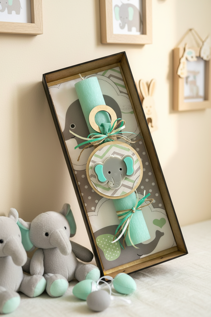 🤍✨ Λαμπάδα «Ζωάκια» – Ελεφαντάκι