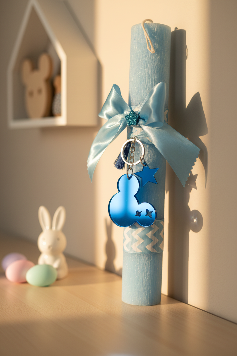 Λαμπάδα Μίκυ μπλε με mirror μπρελοκ χονδρική So Cute by Dimi