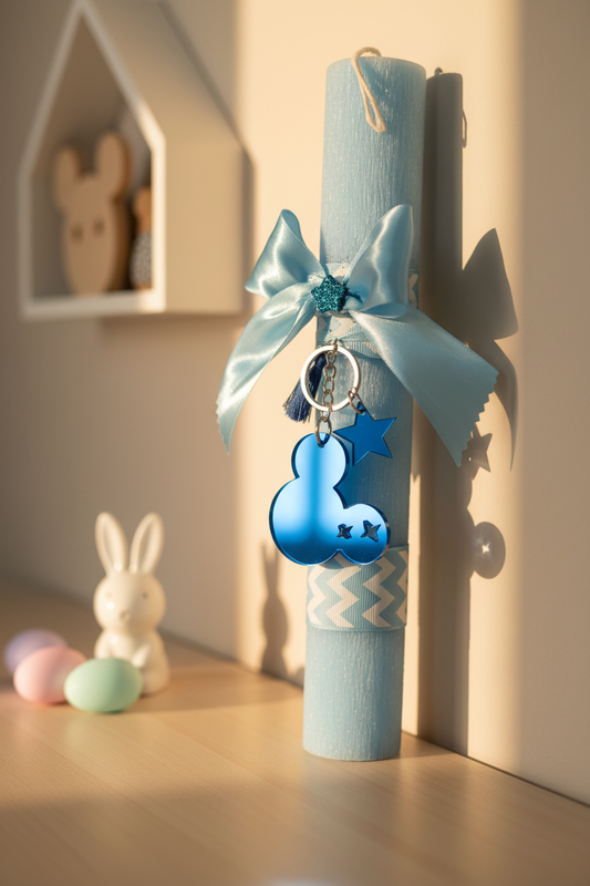 Λαμπάδα Μίκυ μπλε με mirror μπρελοκ χονδρική So Cute by Dimi