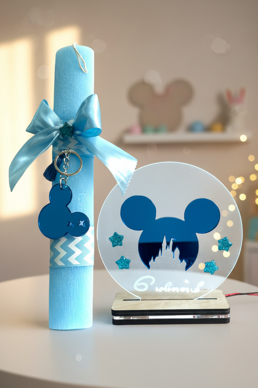 Λαμπάδα Μίκυ μπλε με mirror μπρελοκ χονδρική So Cute by Dimi