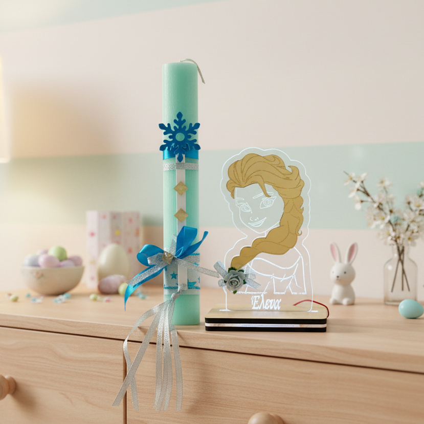 🤍✨Λαμπάδα Frozen με Μαγικό Ραβδί & Προαιρετικό Φωτιστικό LED