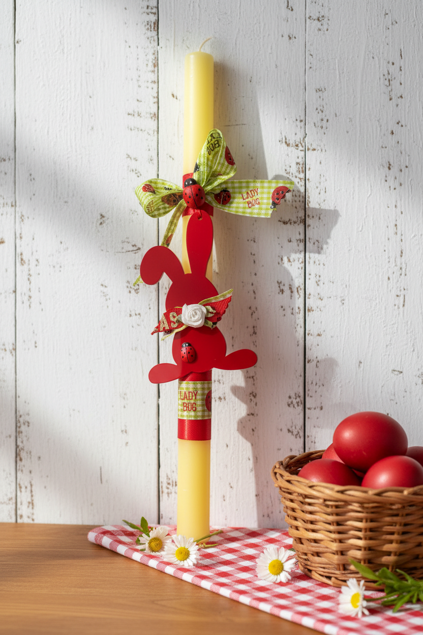 Χειροποίητη πασχαλινή λαμπάδα λαγουδάκι από plexiglass για χονδρική So Cute by Dimi