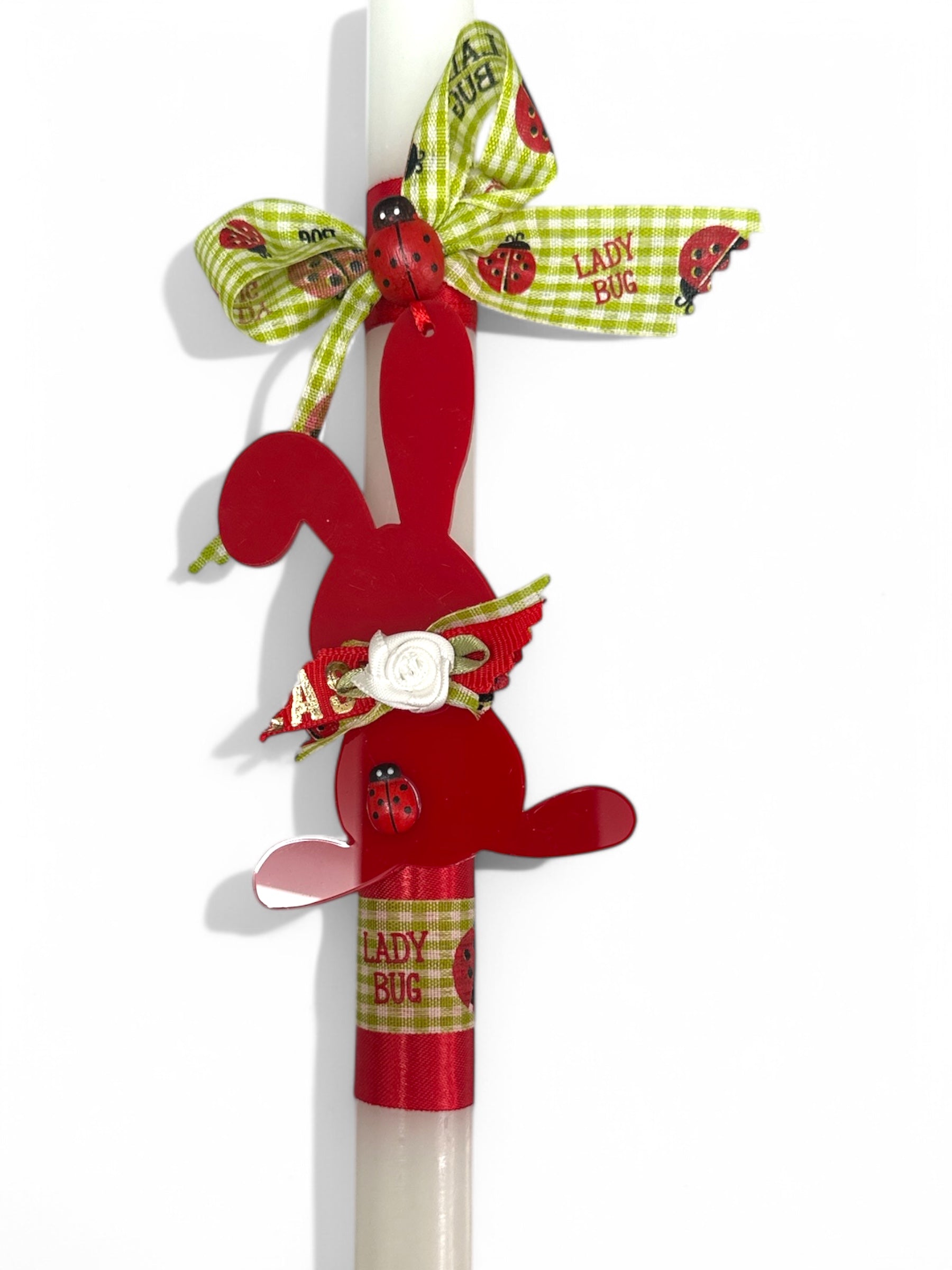 Χειροποίητη πασχαλινή λαμπάδα λαγουδάκι από plexiglass για χονδρική So Cute by Dimi