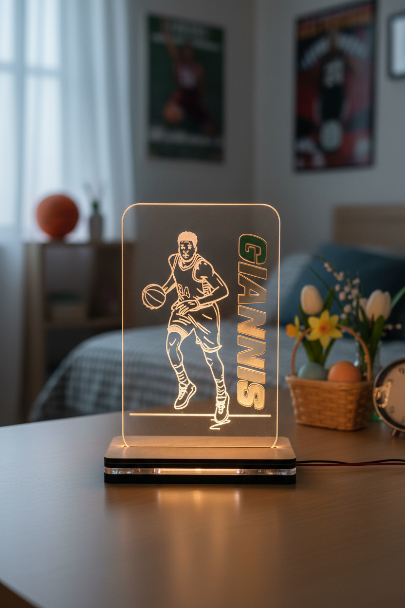 Χειροποίητο Led Φωτιστικό με χάραξη Giannis, SO Cute by Dimi