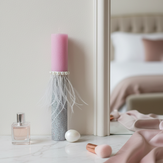 🤍✨ Χειροποίητη Glam Λαμπάδα Πάσχα με Glitter & Φτερά