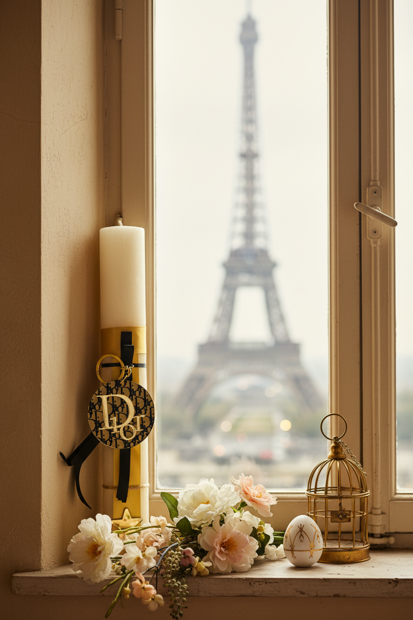 Luxury inspired πασχαλινή λαμπάδα με ξύλινο μπρελόκ– So Cute by Dimi