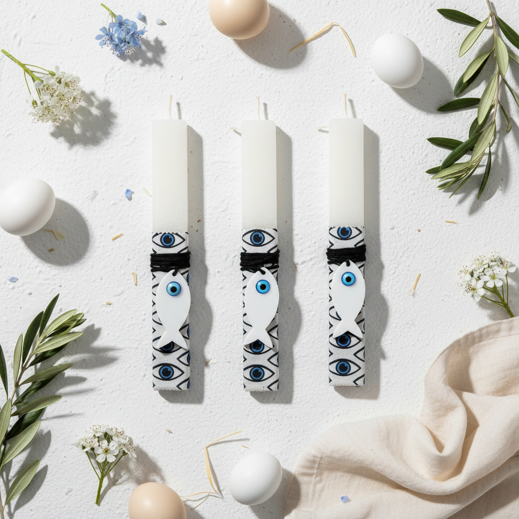 Χονδρική πασχαλινή λαμπάδα με μάτια και πλεξιγκλάς ψαράκι – So Cute by Dimi