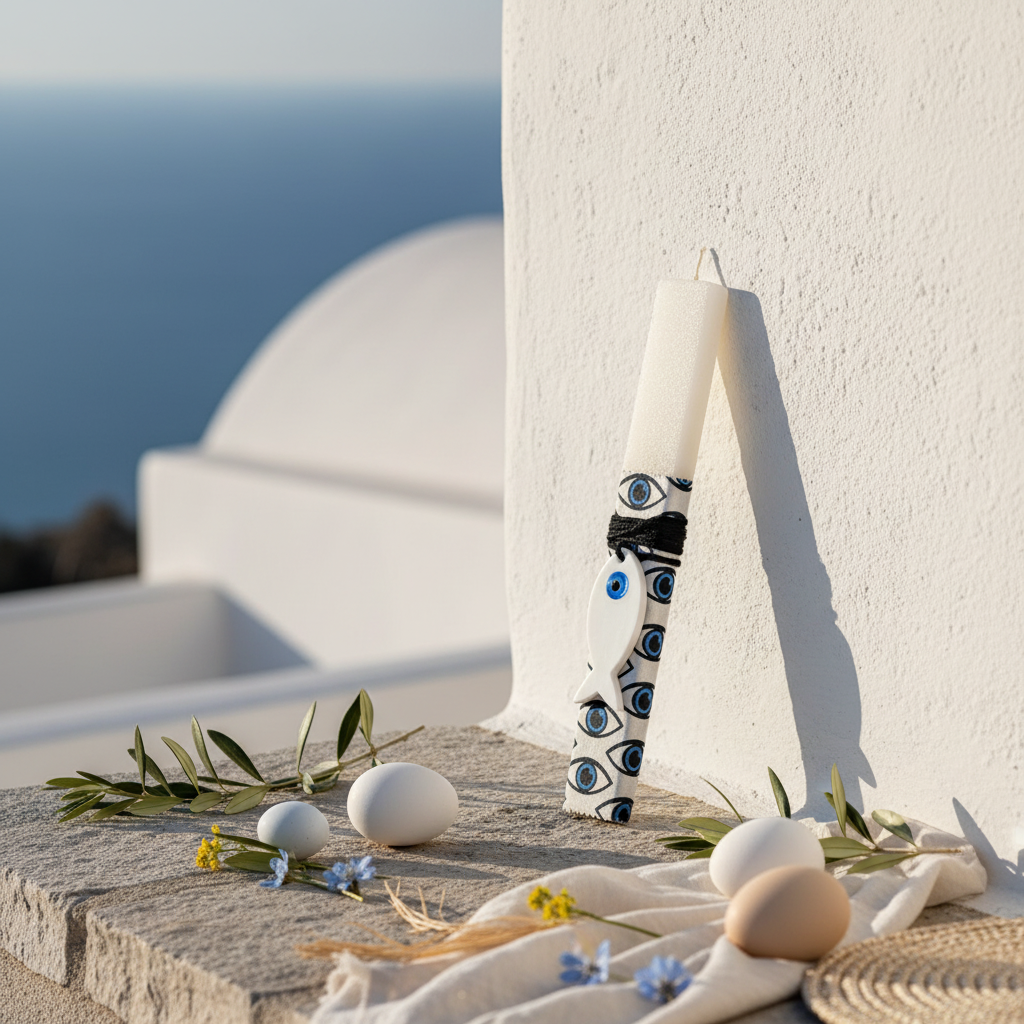 Χονδρική πασχαλινή λαμπάδα με μάτια και πλεξιγκλάς ψαράκι – So Cute by Dimi