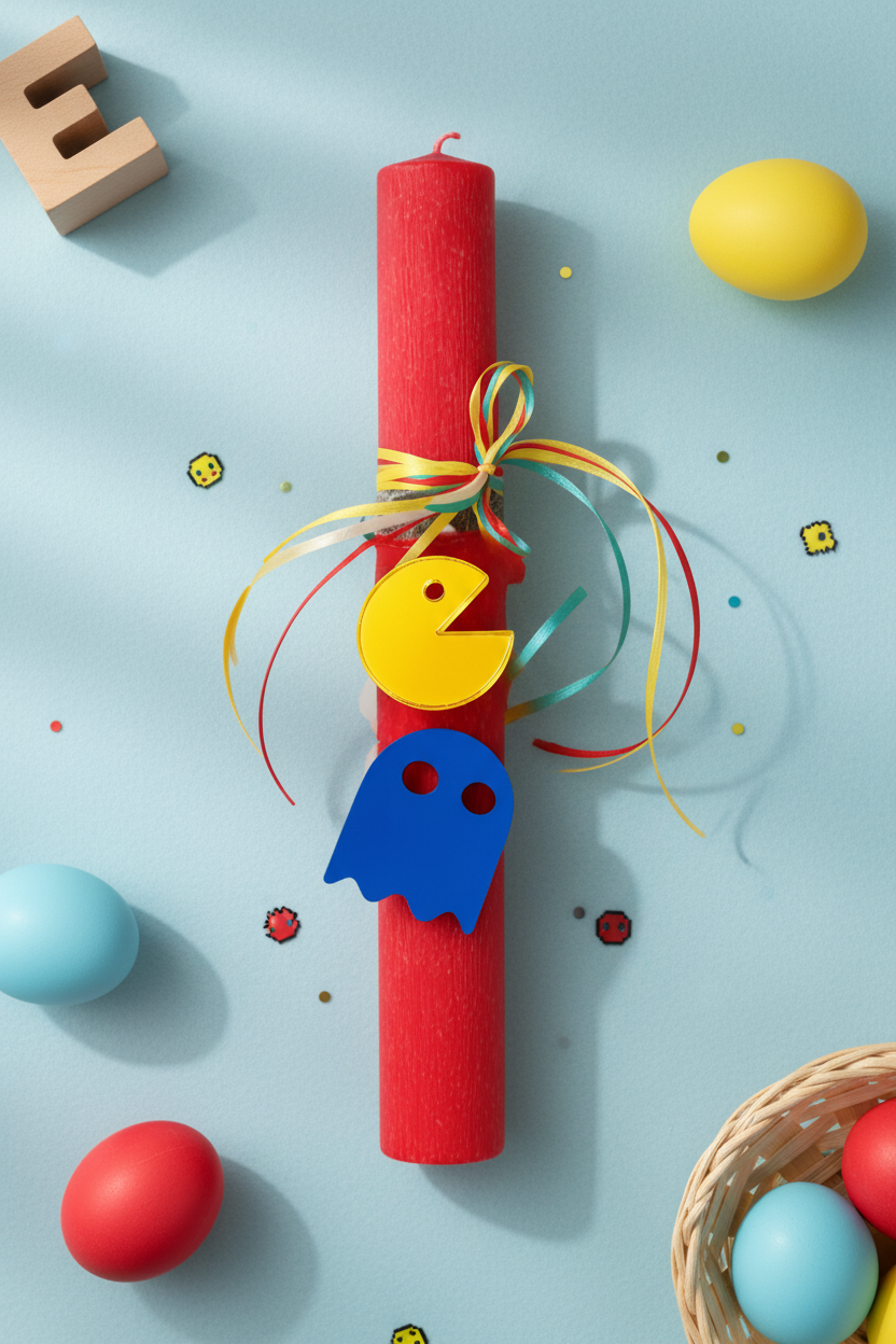 Χονδρική λαμπάδα Pacman με στοιχεία πλεξιγκλάς 4-506-0627 So Cute by Dimi